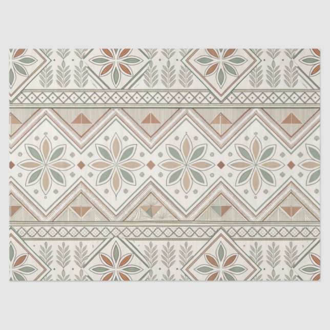 Ethnic Geometric Floral Tribal Seamless Pattern Tissue Paper (Front)