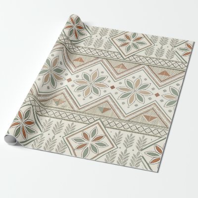 Ethnic Geometric Floral Tribal Seamless Pattern Wrapping Paper