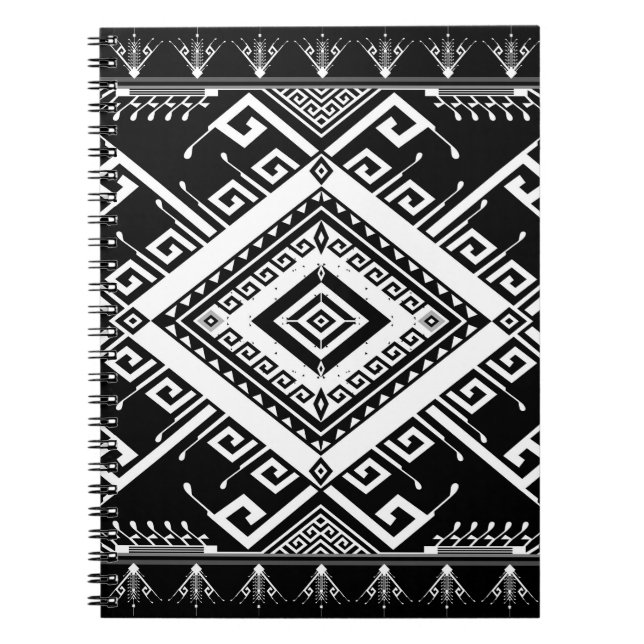 Ethnic geometric Indian border, abstract. Notebook (Front)