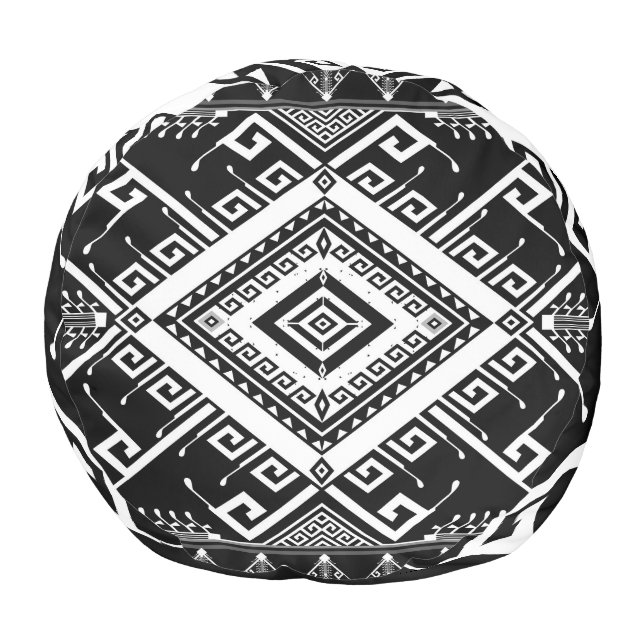 Ethnic geometric Indian border, abstract. Pouf (Bottom)