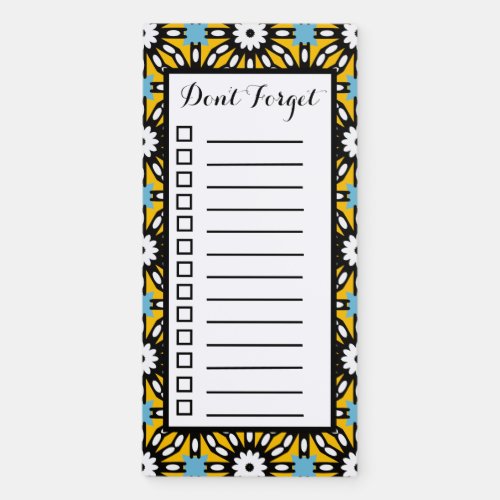 Ethnic Geometric Mosaic Arabesque Dont Forget Magnetic Notepad