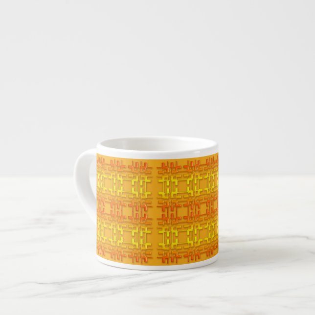 Ethnic geometric orange pattern. espresso cup (Front Left)