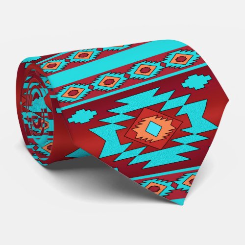 Ethnic geometric pattern neck tie
