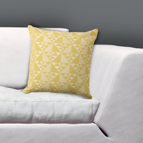 Ethnic Geometric Yellow Triangle Repeat Pattern  Throw Pillow