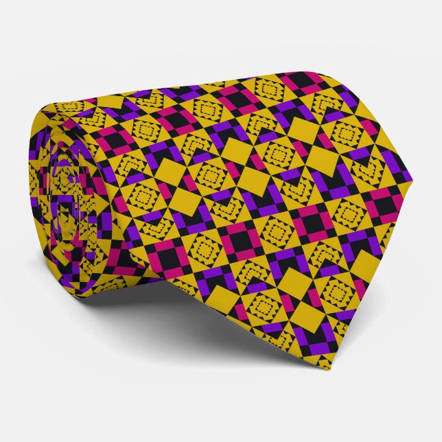 Ethnic Geometry  Neck Tie (Rolled)