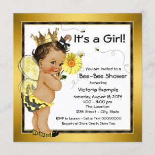Ethnic Girl Bee Baby Shower Invitation