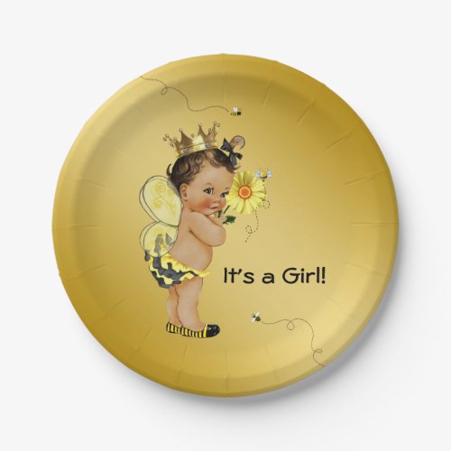 Ethnic Girl Bee Baby Shower Paper Plates