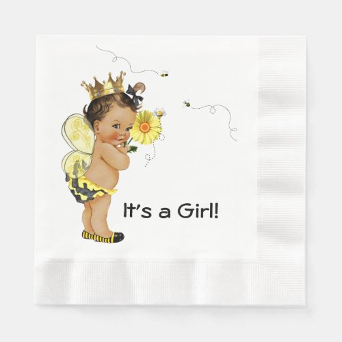 Ethnic Girl Bumble Bee Baby Shower Napkins