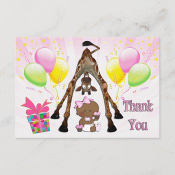 Ethnic Girl Giraffe Cupcake Baby Shower Thank You by Just_Giraffes at Zazzle