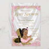 Ethnic Girl High Heel Shoe Pink Gold Baby Shower Invitation (Front/Back)