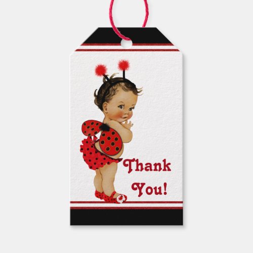 Ethnic Girl Ladybug Baby Shower Gift Tags