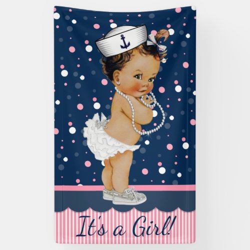 Ethnic Girl Nautical Baby Shower Banner