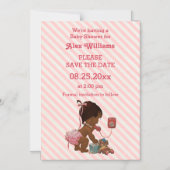Ethnic Girl On Phone Diagonal Stripe Save The Date Magnetic Invitation (Front)