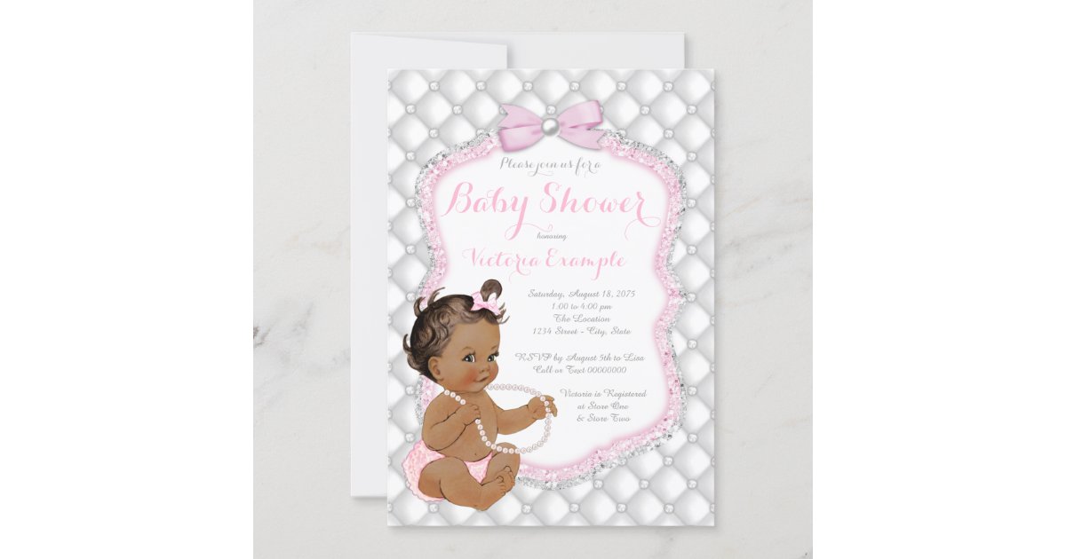 Personalized African American Pink Tufted Print Baby Girl 