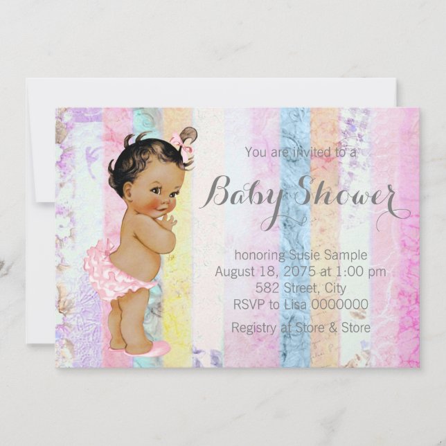 Ethnic Girl Rainbow Baby Shower Invitation (Front)