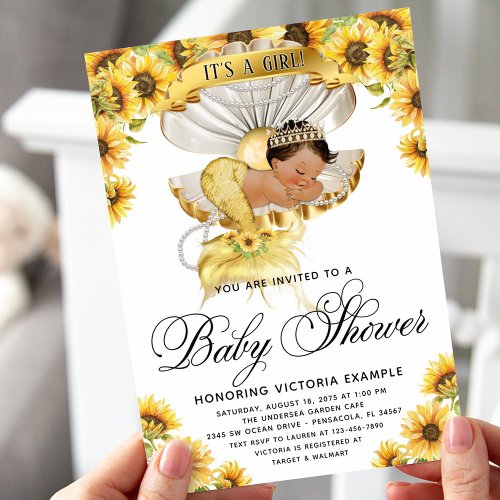 Ethnic Girl Sunflower Baby Shower Invitation