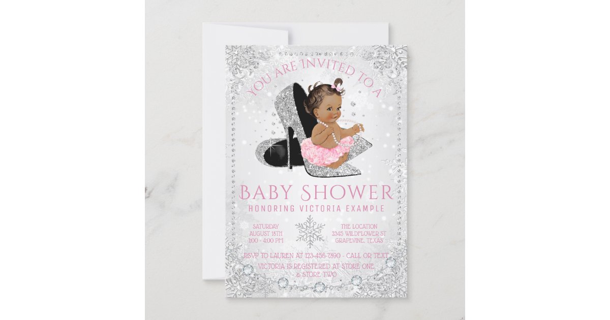 Girls Winter Baby Shower Invitations