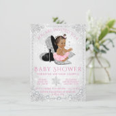 Ethnic Girl Winter Wonderland Baby Shower Invitation (Standing Front)