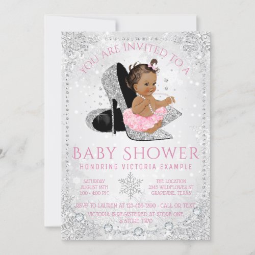 Ethnic Girl Winter Wonderland Snow Baby Shower Invitation