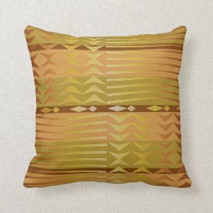 Ethnic golden african geometric pattern. throw pillow