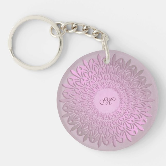 Ethnic gradient mandala. Monogram. Keychain (Front)
