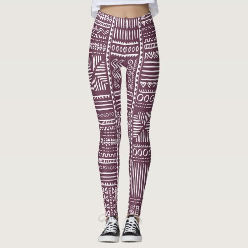 Ethnic hand drawn pattern vintage style leggings