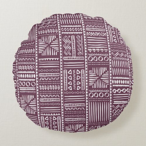 Ethnic hand drawn pattern vintage style round pillow