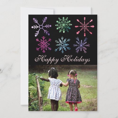 Ethnic Happy Holidays Watercolor Snowflakes Holiday Card