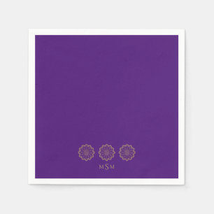 Ethnic Hindu Purple & Gold Monogram Cocktail Napkins