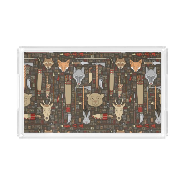 Ethnic Hunting Pattern Acrylic Tray (Front)