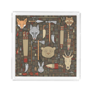 Ethnic Hunting Pattern Acrylic Tray