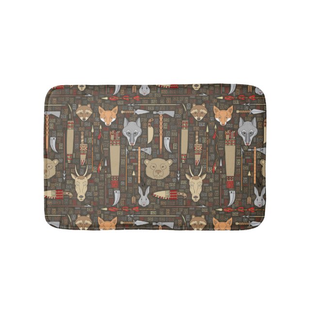 Ethnic Hunting Pattern Bathroom Mat (Front)