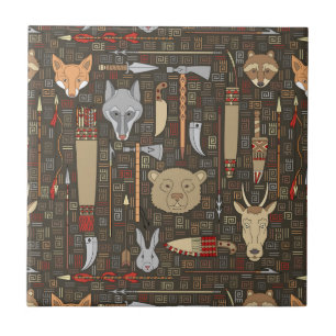 Ethnic Hunting Pattern Ceramic Tile