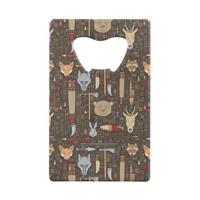 Ethnic Hunting Pattern Credit Card Bottle Opener (Front)