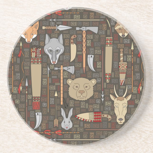 Ethnic Hunting Pattern Drink Coaster (Front)