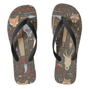 Ethnic Hunting Pattern Flip Flops
