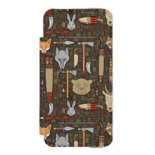Ethnic Hunting Pattern Wallet Case For iPhone SE/5/5s