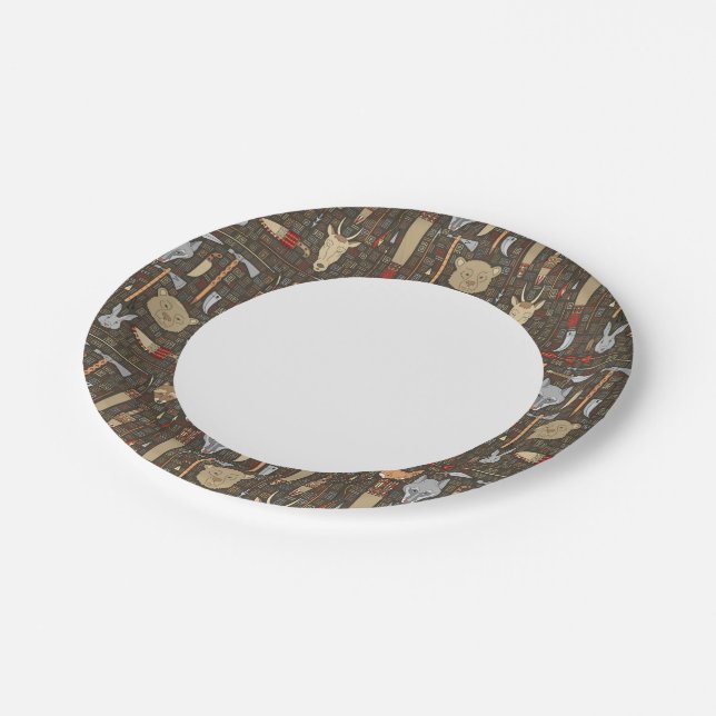 Ethnic Hunting Pattern Paper Plates (Angled)