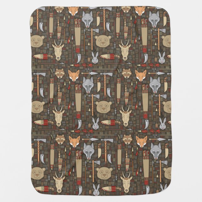 Ethnic Hunting Pattern Swaddle Blanket (Front)