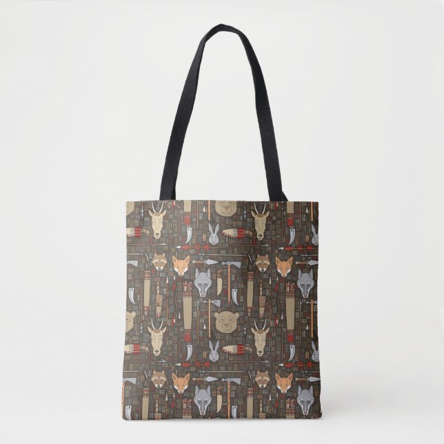 Ethnic Hunting Pattern Tote Bag (Front)