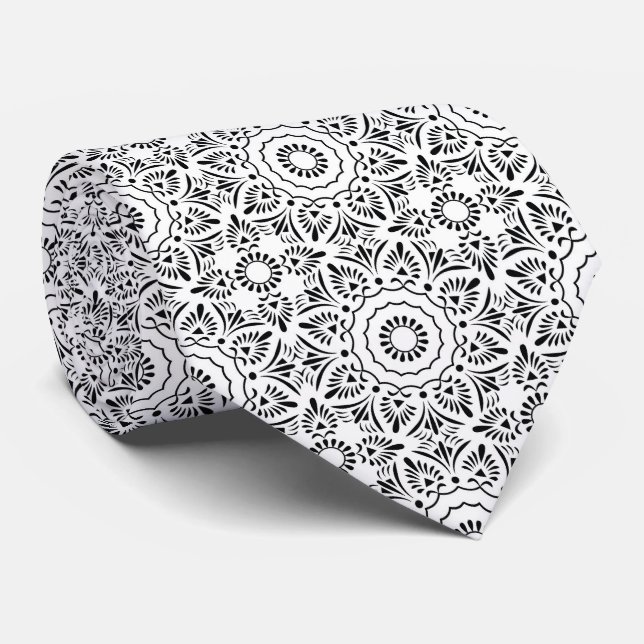 Ethnic Indian arabic  turkish black pattern Neck Tie (Rolled)