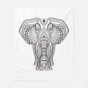 Ethnic Indian Elephant Fleece Blanket