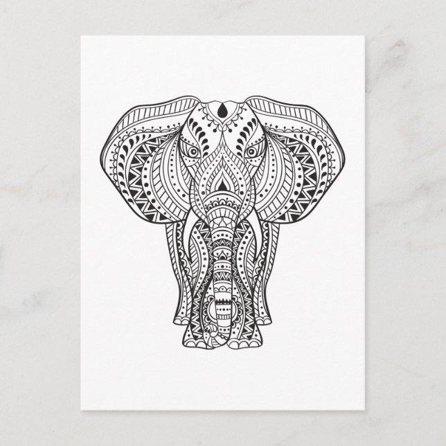 Ethnic Indian Elephant Postcard (Front)