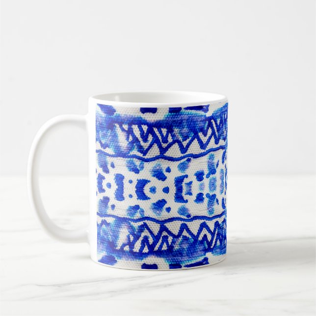 Ethnic Indigo Arrow Native Patterns Coffee Mug (Left)