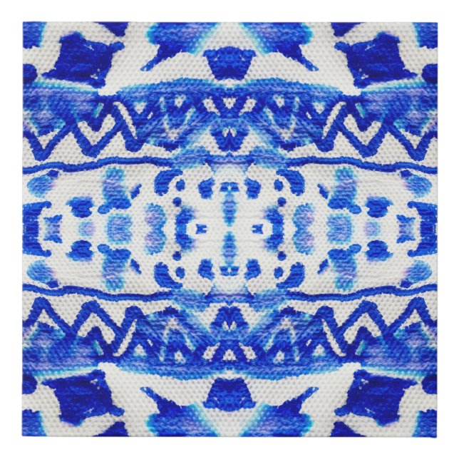 Ethnic Indigo Arrow Native Patterns Faux Canvas Print (Front)
