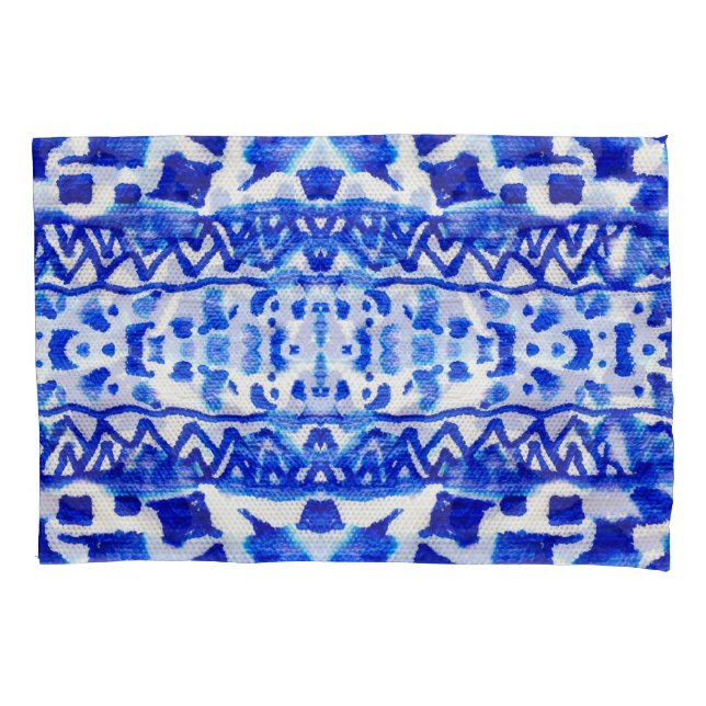 Ethnic Indigo Arrow Native Patterns Pillow Case (Front)