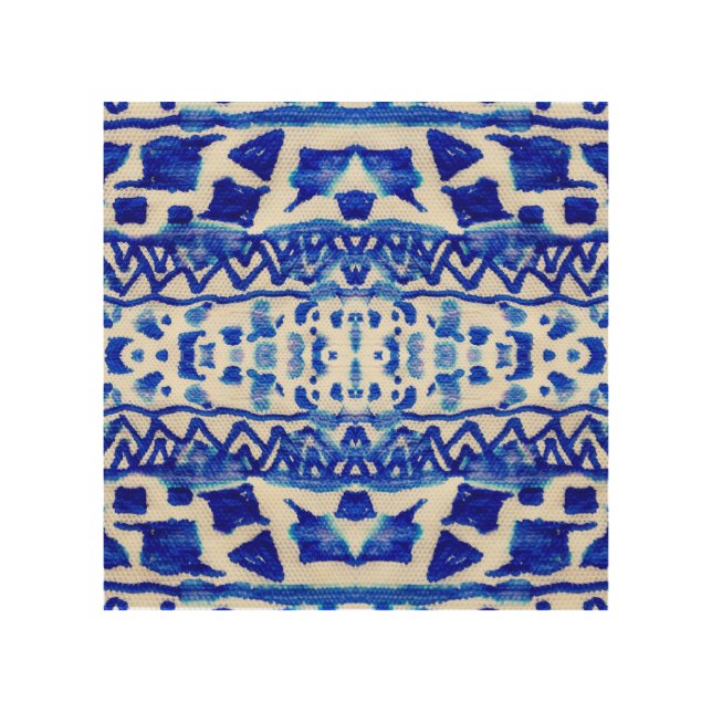Ethnic Indigo Arrow Native Patterns Wood Wall Art (Front)