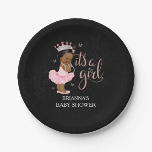 Ethnic It's a Girl Princess Baby Shower plates
