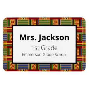 Ethnic Kente K84 Teacher 1st Grade Magnet