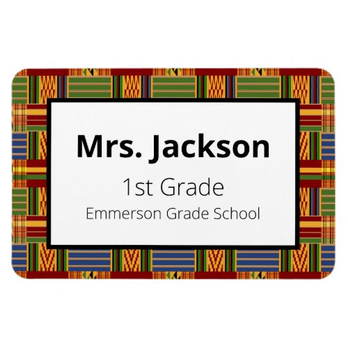 Ethnic Kente K84 Teacher 1st Grade Magnet